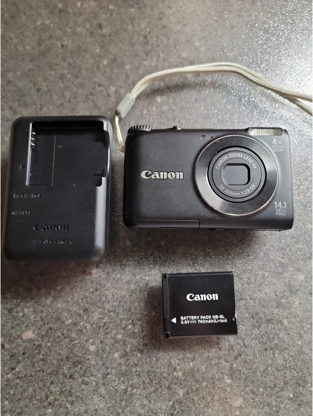 Canon PowerShot Digital Camera A2200/PC1585 HD 14.1 MP Battery&Charger Tested